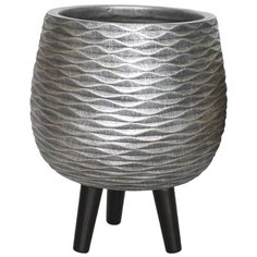 Кашпо Паттерн с подставкой, файберстоун, серебристое, D29 H37 cm Idealist