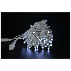 Электрогирлянда светодиодная 10 м 100 ламп белого свечения, провод белый Avrora