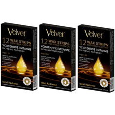 Velvet Восковые полоски Argan Oil для тела, 12 штук (3 упаковки)