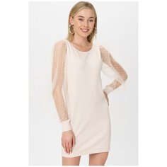 Платье с шифоновыми рукамми AW265 Бежевый 42-46 By Swan