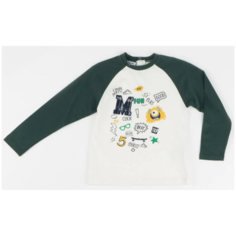 Лонгслив MEK, размер 3y (98), белый/зеленый