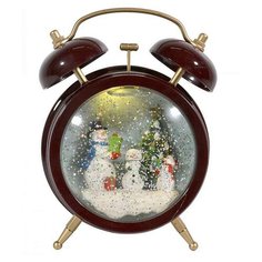 Новогодняя композиция LED Будильник со снеговиками (свет, звук) Avrora