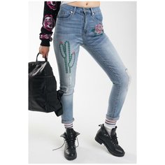 Джинсы Juicy Couture Embroidered cactus, размер 30, синий