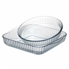 Набор посуды жаропрочной стекло, 2 шт, 22х25.6, 28х28х6 см, 1.95, 3.2 л, квадратный, Borcam, 159207