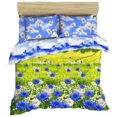 Постельное белье "Василиса" Евро из бязи Васильковое поле