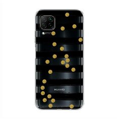 Силиконовый чехол "Черные полоски с золотыми кружками" на Huawei Nova 6 SE / Хуавей Нова 6 SE Case Place