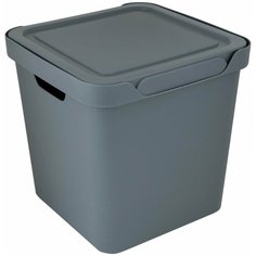 Ящик с крышкой Luxe 286х286х286 мм 18 л пластик цвет серый Econova
