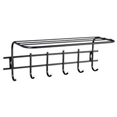 Вешалка настенная Sheffilton Стандарт 1/6, В2-63, металл черный, пластик белый, 6 крючков, с полкой