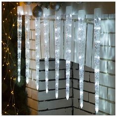 Luazon Lighting Гирлянда электрическая светодиодная с насадками “Сосулька рифленная”, 2,4х0,5 м.