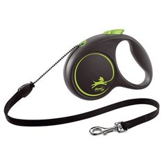 Flexi Поводок- рулетка для собак Black Design cord M 5m макс 20 kg green