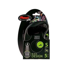 Flexi Поводок- рулетка Black Design tape S 5m макс 15 kg silver