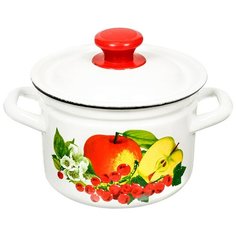 Кастрюля сталь, эмалированное покрытие, 2 л, с крышкой, Керченский металлургический завод, 41704-102/6 КМЗ