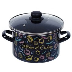 Кастрюля сталь, эмалированное покрытие, 4 л, с крышкой, Сантэкс, Микс овощной, 1-2240112