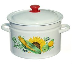 Кастрюля сталь, эмалированное покрытие, 8 л, с крышкой, Керченский металлургический завод, 41804-202/6 КМЗ