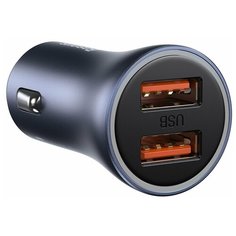 Автомобильное зарядное устройство Baseus Golden Contactor U+U 40W TZCCJD- A0G Dark Grey, 2 порта USB Type- A, мощностью 40ВТ, с поддержкой быстрой зарядки QC4.0+, AFC, FCP, SCP, LED- подсветкой, темно- серый