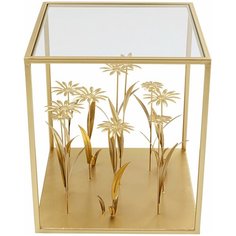 KARE Столик приставной Flowers, коллекция "Цветы" 40*48*40, Сталь, Стекло, Золотой