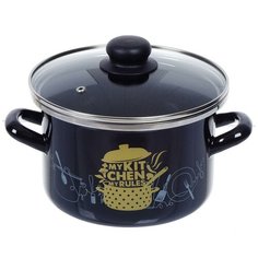 Кастрюля сталь, эмалированное покрытие, 3 л, с крышкой, Сантэкс, Моя кухня, 1-2230112