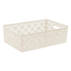 Корзинка "Ромашки" 7,5л. 350х245х105 мм с крышкой (слон. кость) 512126 Violet