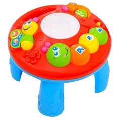 Интерактивная развивающая игрушка Zabiaka Детский музыкальный столик/подвеска 2 в 1, красный/голубой