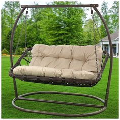 Качели садовые Кокон Relax 1801 венге с бежевой подушкой Green Days