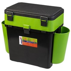 Ящик для рыбалки HELIOS FishBox двухсекционный (19 л) 38х25.5х39.5 см зеленый/черный