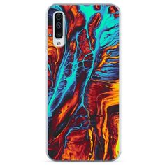 Силиконовый чехол "Желто-голубой флюид" на Samsung Galaxy A30s / Самсунг Гэлакси А30s Case Place