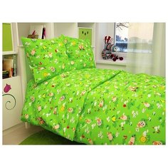 Постельное белье BABY Овечки зеленый 112х147 см,110х150 см, 60х60 см, бязь 142 гр/м кр. талка ГОСТ, хл100% 2369748 АТРА