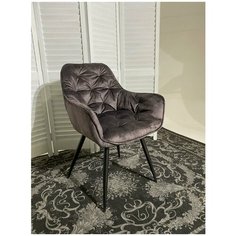 Кухонный- Обеденный Стул- кресло MALTA темно- серый, велюр / ножки чёрные . Для гостиной m- sity (м- сити) / Ru- Stol. ru