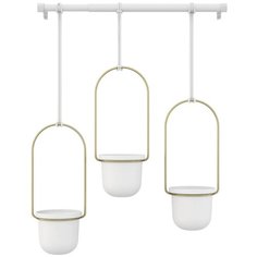 Кашпо Umbra подвесной Triflora, 106.7 x 62.9 см white/brass
