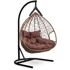 Подвесное двухместное кресло- кокон Laura Outdoor FISHT горячий шоколад + каркас (коричневая подушка)