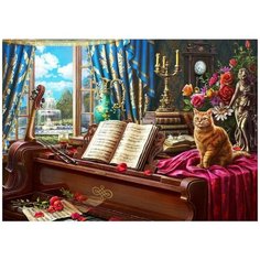 Алмазная мозаика Кот на рояле, 30х40 см, 28 цв., полн. заполнение, с подр.