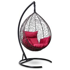 Подвесное кресло- кокон Laura Outdoor SEVILLA коричневое + каркас (бордовая подушка)