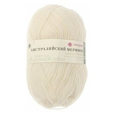 Пряжа Пехорка Австралийский меринос, 95 % мериносовая шерсть, 5 % акрил, 100 г, 400 м, 01 белый