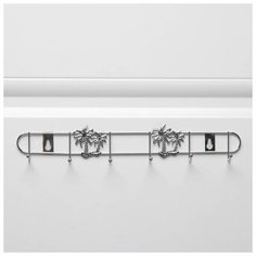 Доляна Вешалка настенная на 6 крючков Доляна «Лето», 32,5×3,5×5,5 см, цвет хром