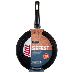 Сковорода Hitt Gefest HG1124/HG-24, 24 см, с крышкой, черный/прозрачная крышка