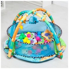 Развивающий коврик «Друзья Африки», бортик, с дугами, голубой 7039011 Сима ленд