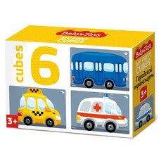 Кубики Десятое Королевство "Городской транспорт" (без обклейки) 6 шт Baby Toys