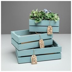 Дарите Счастье Набор реечных ящиков без ручки 3 в 1 «Почта», 30,5 х 18,5 х 9, 26 х 16 х 9, 21 х 13 х 8,5 см