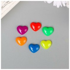 Арт Узор Топсы для творчества пластик "Разноцветные сердечки" глянец набор 15 шт 1,2х1,2 см