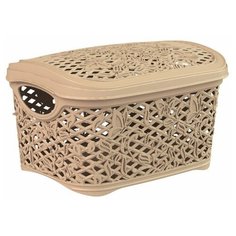 Корзина прямоугольная с крышкой BranQ Fiori 3,3л Кофейный