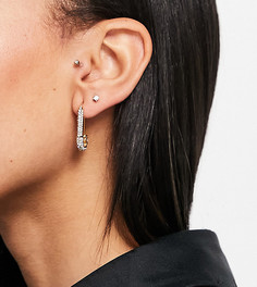 Серьги в виде английской булавки с позолотой 14 карат и стразами ASOS DESIGN-Золотистый