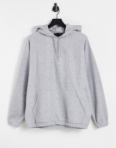 Oversized-худи из флиса серого меланжевого цвета ASOS DESIGN-Серый