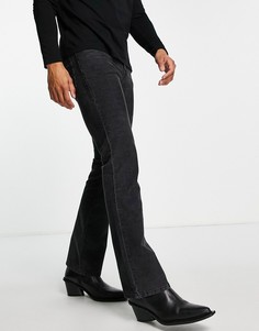 Вельветовые расклешенные джинсы выбеленного серого цвета ASOS DESIGN-Серый