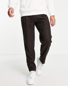 Коричневые свободные брюки с двойными складками Topman-Коричневый цвет