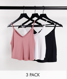 Набор из 3 топов на бретелях с V-образным вырезом ASOS DESIGN – СКИДКА-Разноцветный