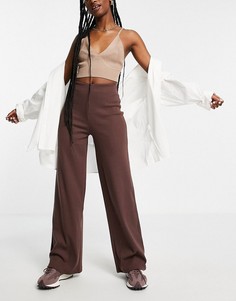 Шоколадно-коричневые брюки в рубчик в винтажном мужском стиле ASOS DESIGN-Коричневый цвет