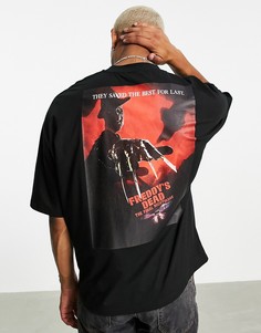 Черная oversized-футболка с принтом «The Nightmare On Elm Street» ASOS DESIGN-Черный цвет