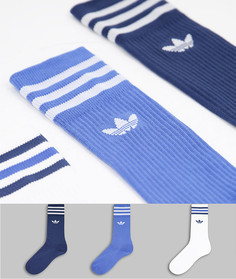 Набор из 3 пар синих носков обычной длины adidas Originals-Голубой