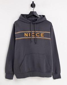 Худи серого цвета с вышивкой кедра Nicce-Серый