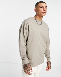 Бежевый oversized-лонгслив из органического хлопка ASOS DESIGN-Светло-бежевый цвет